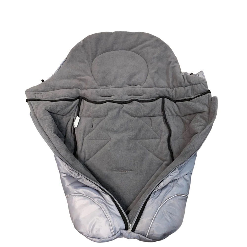 Gray Padded Diaper Cover with Hood and Central Opening